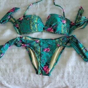 Floral Teal Bikini Set
